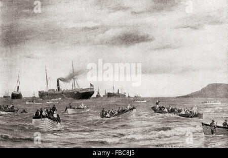 Die Landung der Vereinigten Staaten Truppen aus Transporte in Daiquiri auf Kuba zu Beginn des Spanisch-Amerikanischen Krieges 1898. Stockfoto