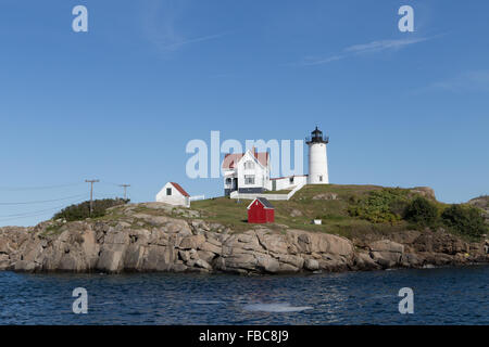 Cape Neddick Lighthouse, York, Maine, USA, fotografiert in einem sonnigen Tag im September 2015. Stockfoto