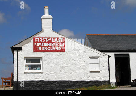 Das erste und letzte Erfrischung Haus in England, Lands End, Cornwall, England Stockfoto