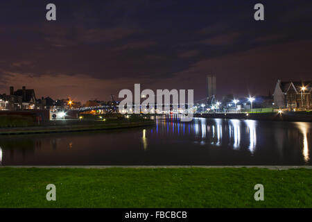 Landschaft mit Wasser in der Stadt Kortrijk Belgien Stockfoto