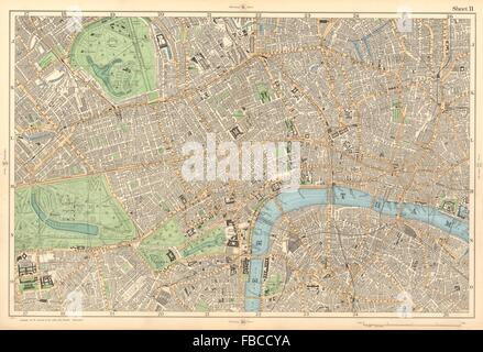 CENTRAL LONDON West End City Southwark Westminster Shoreditch. Speck, 1903 Karte Stockfoto