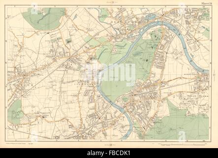 RICHMOND/HOUNSLOW Kew Isleworth Brentford Spring Grove Mortlake. Speck-1903 Karte Stockfoto