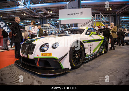 Birmingham, Vereinigtes Königreich. 14. Januar 2016. Der Bentley Continental GT3-Rennwagen auf der M-Sport stehen Credit: Steven Reh/Alamy Live News Stockfoto