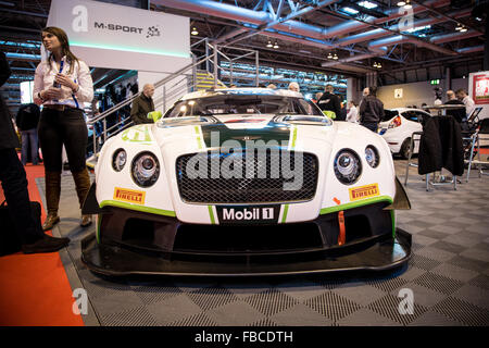 Birmingham, Vereinigtes Königreich. 14. Januar 2016. Der Bentley Continental GT3-Rennwagen auf der M-Sport stehen Credit: Steven Reh/Alamy Live News Stockfoto