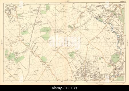 SUTTON Carshalton Morden neue Malden Worcester Pk Mitcham Cheam. Speck, 1903 Karte Stockfoto