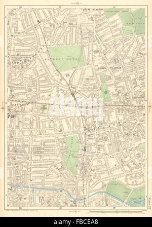 HACKNEY niedriger Clapton Dalston Shacklewell London Felder Homerton, 1903 alte Karte Stockfoto