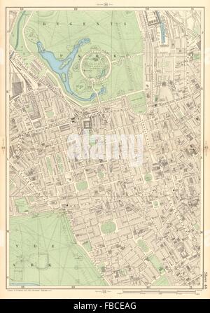 MAYFAIR MARYLEBONE Regents Park Fitzrovia Bayswater Soho Hyde Park, 1903 Karte Stockfoto