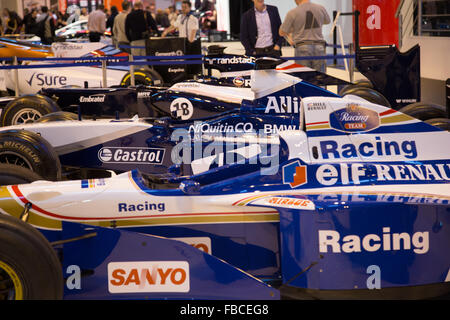 Birmingham, Vereinigtes Königreich. 14. Januar 2016. Williams F1 Anzeige bei Autosport vergangenen und gegenwärtigen F1 Autos Credit: Steven Reh/Alamy Live News Stockfoto