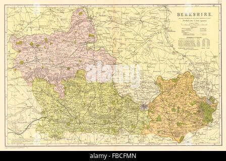 BERKSHIRE county Karte. Parlamentarische Wahlkreise Divisionen. Railways.BACON 1903 Stockfoto