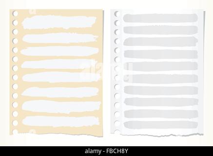 Zerrissene grau und braun Hinweis-Zettel mit Aquarell Pinselstriche Stock Vektor