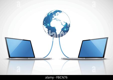 Laptops mit dem Internet verbunden Stock Vektor