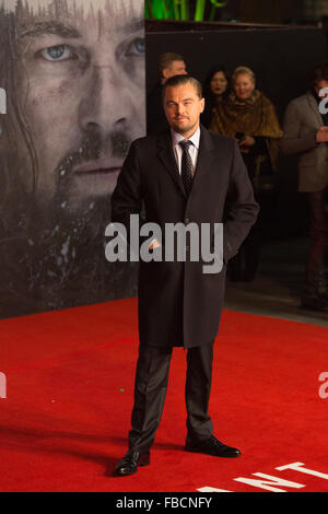 London, UK. 14. Januar 2016. Leonardo DiCaprio besucht UK-Premiere von "The Revenant" an Empire Leicester Square am 14. Januar 2016 in London, England. Bildnachweis: Lebendige Bilder/Alamy Live-Nachrichten Stockfoto