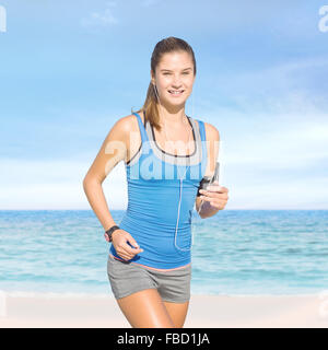 Zusammengesetztes Bild Fit Frau Joggen Stockfoto