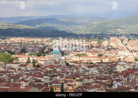 Tempio Israelitico di Firenze (große Synagoge von Florenz) in Florenz, Italien, vom Campanile di Giotto gesehen. Stockfoto