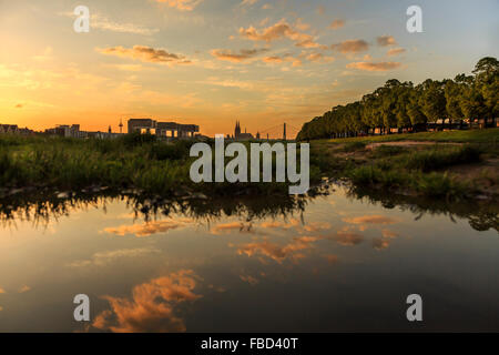 Ufer des Flusses Rhein, Köln, Deutschland Stockfoto