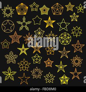 Große Reihe von Monoline Star Icons Stock Vektor