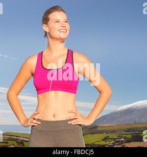 Zusammengesetztes Bild ziemlich Fit Frau Stockfoto