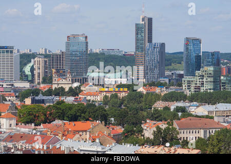 Blick auf Gedimino Prospektas und die neue Stadt, Vilnius, Litauen Stockfoto