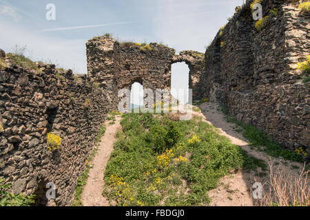 Burgruine Kostalov auf Kostalov Hill Stockfoto