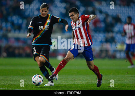 14.01.2016. Vicente Calderon Stadion, Madrid, Spanien. Copa del Rey Fußball, Atletico de Madrid gegen Rayo Vallecano.  Angel Martin Correa (16) Atletico de Madrid. Stockfoto