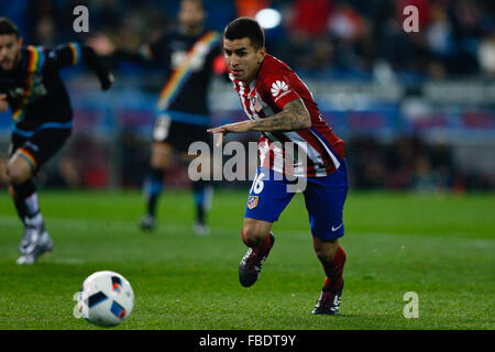 14.01.2016. Vicente Calderon Stadion, Madrid, Spanien. Copa del Rey Fußball, Atletico de Madrid gegen Rayo Vallecano.  Angel Martin Correa (16) Atletico de Madrid. Stockfoto
