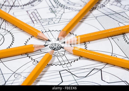 Zeichnung Bleistift und Detail-Nahaufnahme Stockfoto