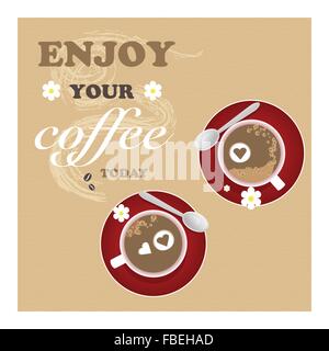 Blume Kaffee Hintergrund romantische Valentines Design Herzen Textur Vektor-Illustration Stock Vektor