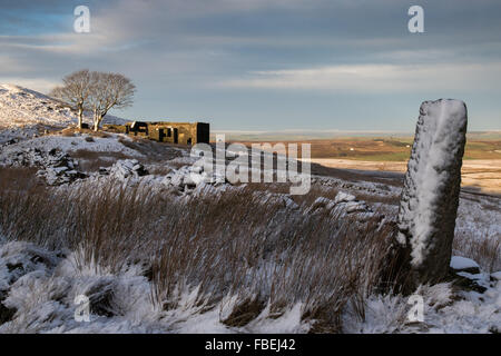 Die Sonne untergeht auf der Pennine Way und Top Withins auf den Bronte Mauren in der Nähe von Haworth Stockfoto