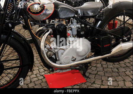 Italien, Lombardei, Arcore - Ausstellung von historischen Modellen von den Werksmaschinen Gilera. Modell 250 VL Sirio 1941 Stockfoto
