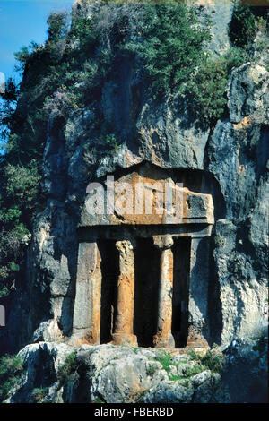 Lykischen Felsengrab antiken Telmessos (350BC) oder Telmessus, Lykien, Fethiye, Türkei Stockfoto