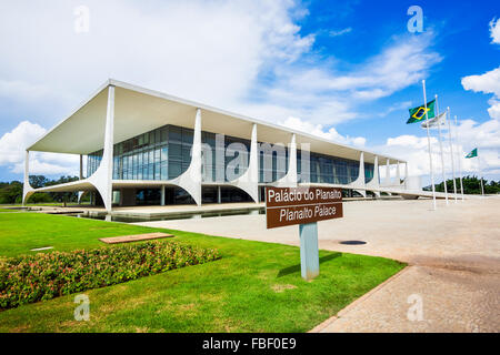 Palacio Planalto (Planalto Palace), der offiziellen Arbeitsplatz des Präsidenten von Brasilien, gelegen in Brasilia, Brasilien. Stockfoto