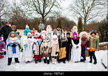 Ukraine. Lemberg - 14. Januar 2016: Weihnachten Krippe Szene Parade der Kinder am Wintertag. Stockfoto