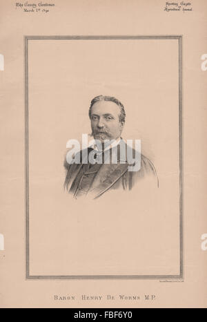 Baron Henry de Worms M.P, antique print 1890 Stockfoto