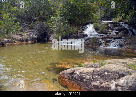 Wasserfall bei Alto Paraiso de Goias Chapada Dos Veadeiros Staat Goias, Brasilien Stockfoto