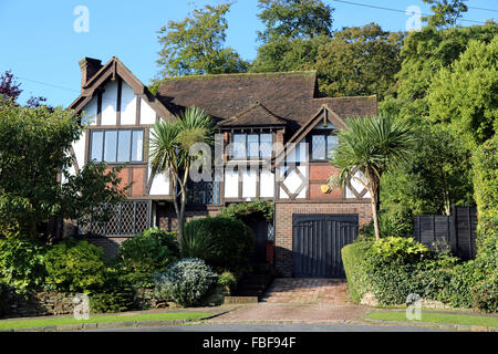 Mittelschicht mock Tudor vier Schlafzimmer freistehende Haus in Brighton Elms Lea Avenue Stockfoto