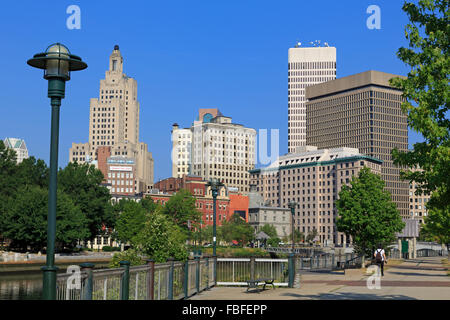 Skyline & Providence River, Providence, Rhode Island, USA Stockfoto