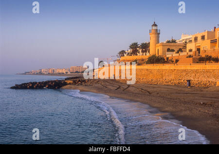 Bajadilla Strand Roquetas de Mar.Almeria Provinz, Andalusien, Spanien. Stockfoto
