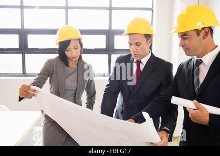 Business-Leute tragen Schutzhelme Stockfoto