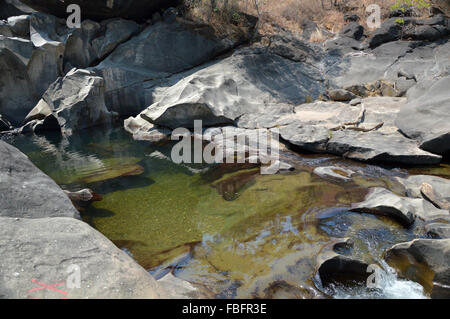 Primitive Landschaft, Chapada Dos Veadeiros, Brasilien Cerrado, Flora Geologie, Geologia, Goiás, Wasser keine Vale da Lua Brasilien Stockfoto