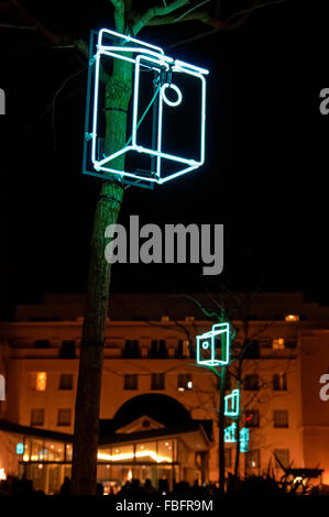 Lichtkunstinstallationen beim Lumiere Light Festival, London England Vereinigtes Königreich Großbritannien Stockfoto