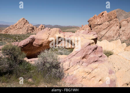 Whitney Pocket ist ein kleiner Bereich des gestreiften Sandsteinfelsen an der Gold Butte Backcountry Byway. Stockfoto