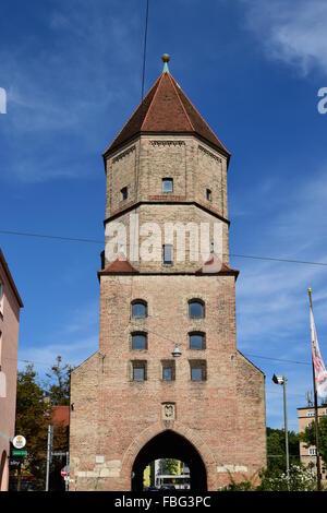 Historischen JAKOBERTOR Turm in Augsburg, Deutschland Stockfoto