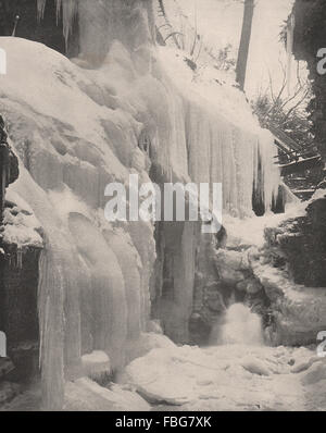 Rainbow Falls im Winter, Watkins Glen, New York, antique print 1895 Stockfoto