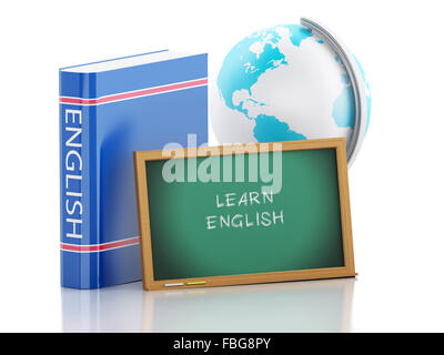 3D Renderer Abbildung. Lernen Sie Englisch. Sprache lernen und übersetzen, Bildungskonzept. Isolierten weißen Hintergrund Stockfoto