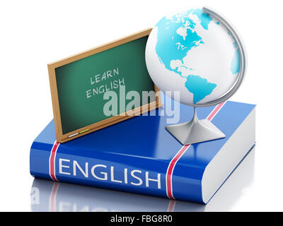 3D Renderer Abbildung. Lernen Sie Englisch. Sprache lernen und übersetzen, Bildungskonzept. Isolierten weißen Hintergrund Stockfoto