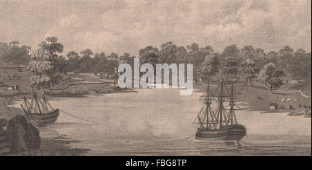 SYDNEY COVE, 20. August 1788. Jetzt Circular Quay. Australien, antiken Druck 1888 Stockfoto