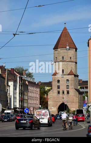 Historischen JAKOBERTOR Turm in Augsburg, Deutschland Stockfoto