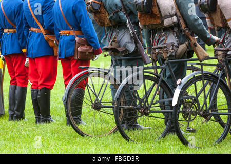 Mobilen preußischen Soldaten mit ihren Fahrrädern, Tschechische Republik Stockfoto