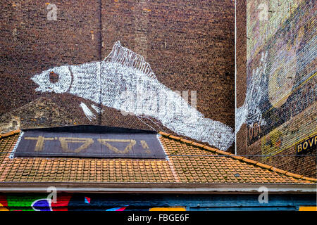 Bonom Wand bauen Graffiti Kunst Brüssel Belgien Stockfoto