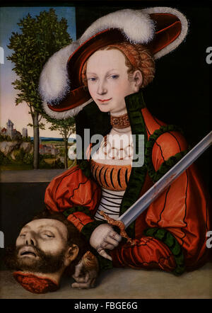 judith mit dem Kopf des holofernes von Lucas cranach bei der burrell-Sammlung, Glasgow Stockfoto